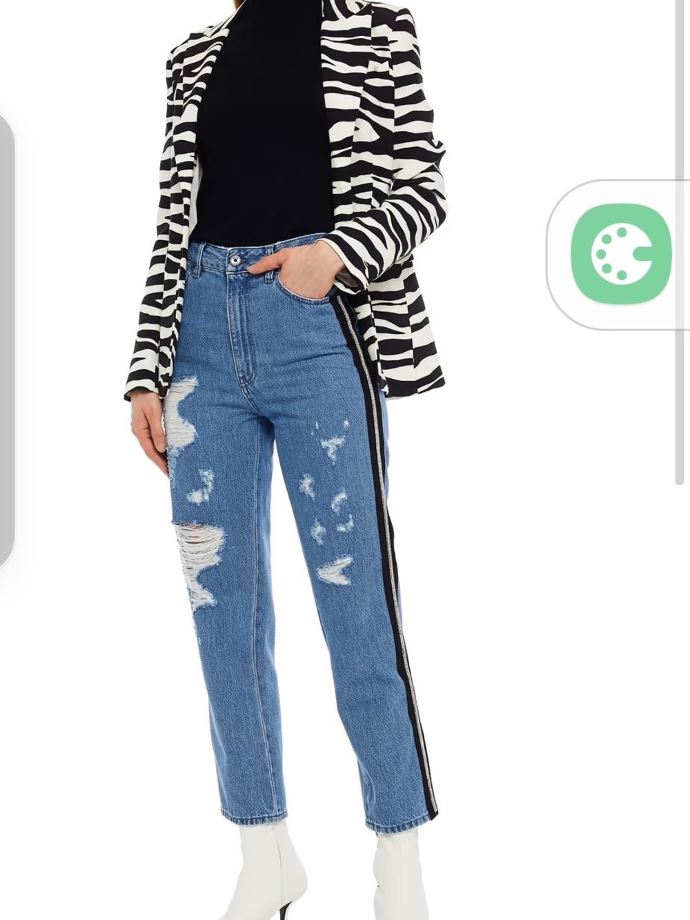 Just Cavalli Light Blue Denim Jeans with Black Trim and Crystal Accent